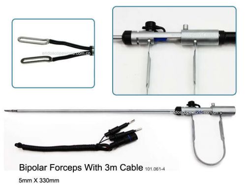 New Bipolar Forceps 5X330mm + Cable Spring Handle