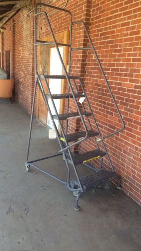 6 STEP INDUSTRIAL STEEL ROLLING STAIRS GREY LADDER