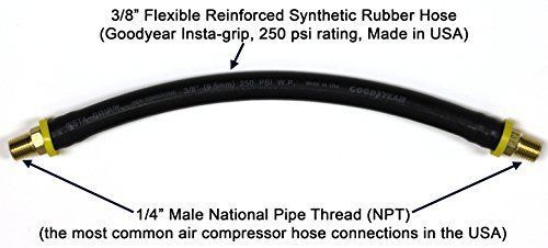 Vibrant Yard Company 12-inch Short Air Compressor Hose: 1/4&#034; Male NPT to 1/4&#034;