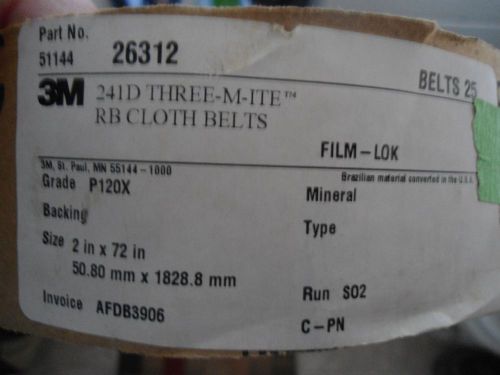 3M 26312 241D THREE-M-ITE RB CLOTH BELTS GRADE 120X 2 X 72 25pcs