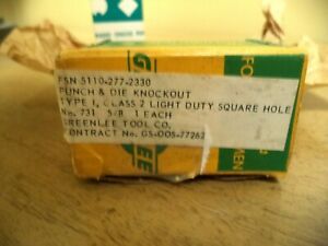 GREENLEE TOOL CO. NO. 731 PUNCH &amp; DIE 5/8&#034; SQUARE KNOCKOUT