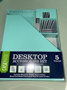 CASEMATE Desk Acc. AQUA Set 5 Pcs Mag,Pencil,Memo Pad Holder,Doc Tray,Divider