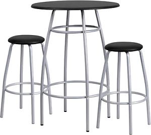 Bar Height Table Set with Padded Stools 30 x 30 x 41.5 inches Round