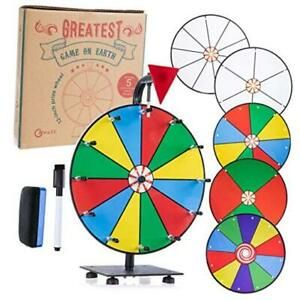 12&#034; 5-in-1 Tabletop Prize Wheel - Smooth Spinning Dry Erase Wheel for Game