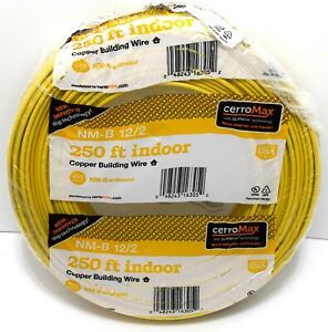 Cerrowire 250 ft NM-B 12/2 Yellow Solid CerroMax SLiPWire W/G 147-1672G