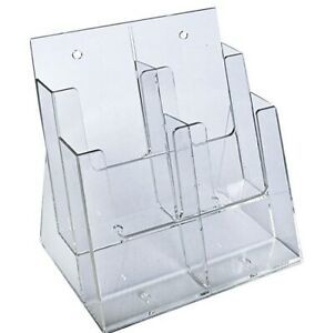 AZAR Two-Tier Four-Pocket Trifold Brochure Holder- Set of 15