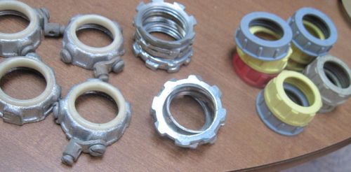 1&#034; Electrical Conduit Locknuts and Bushings lot of  10 plastic bushings 4 Bonded