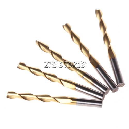 5Pcs 17mm 1/8&#039;&#039; Shank Titanium Nitride Coated Carbide CNC Two Flute Spiral Bits