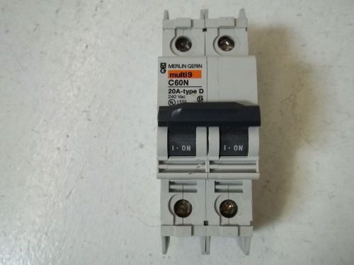 MERLIN GERIN C60N-20A-TYPE D CIRCUIT BREAKER *USED*