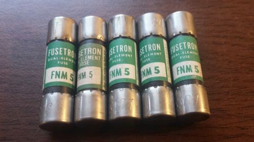 Buss Fusetron FNM-5 Lot of 5 Fuses