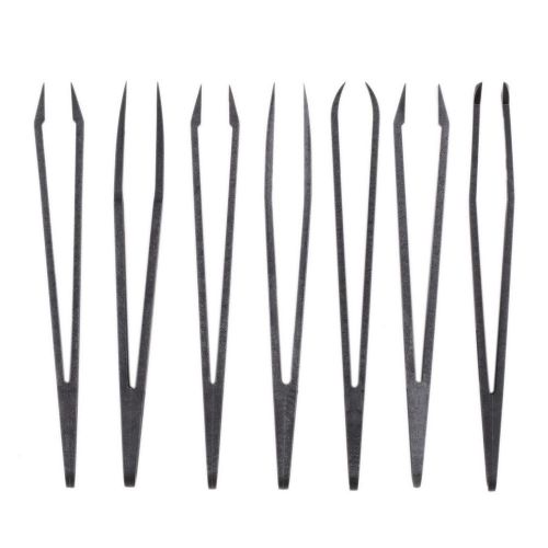 Brand New Plastic Heat Resistant Straight Bend Anti-static Tool Tweezer 7pcs SY