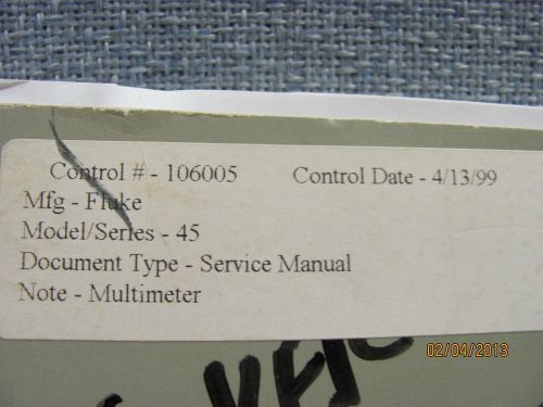 FLUKE MODEL 45: Multimeter - Service Manual w/schematics