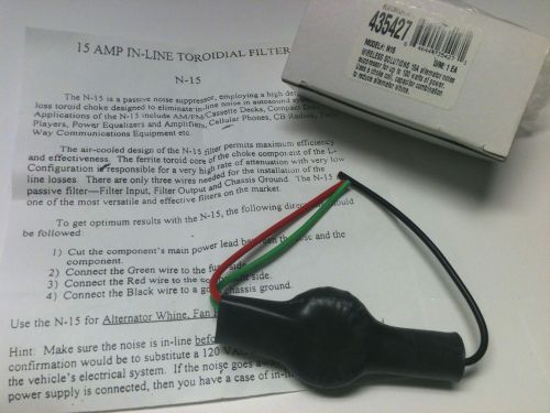 Wireless solutions 15amp alternator noise suppressor #n15 for sale