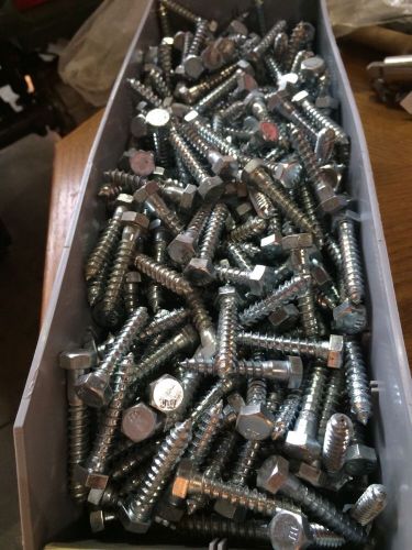 Lot Of 100 Steel Hex Lag Screw Bolt 3/8&#034; X 2&#034; Zinc Plated Hex Head Hillman