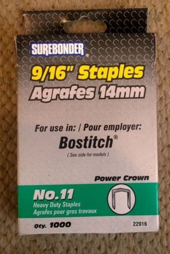 Surebonder No. 11 Power Crown 9/16&#034; (14mm) Heavy Duty Staples 1000 Pack