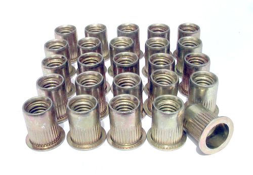 (Qty 25) 3/8-16 (.027-.150) Large Flange Ribbed Nutsert Steel Blind Rivet Nut