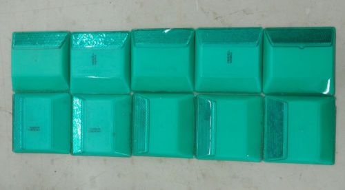 LOT OF 10 STIMSONITE 1-WAY PAVEMENT REFLECTORS - GREEN, 4&#034;x 4&#034; x 3/4&#034;, 88BG