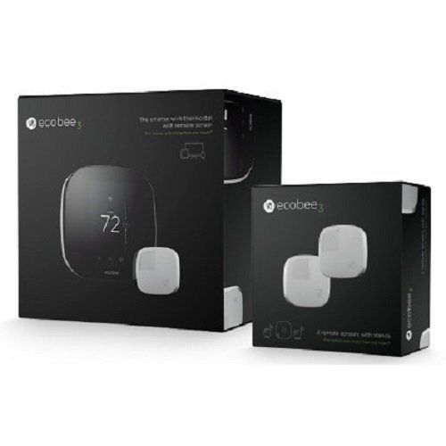 EcoBee3 EB-STATE3 Smart Thermostat, Wi-Fi w/ Remote Sensor (x3) - Bundle