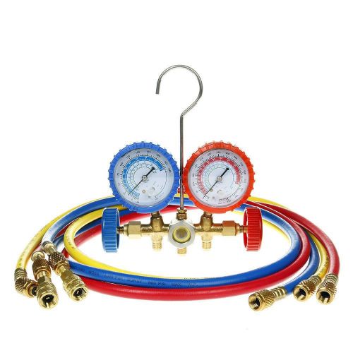 R410a 2-Valve Refrigerant Manifold Gauges 40&#034; Hoses A/C Air HVAC Halogen Freon