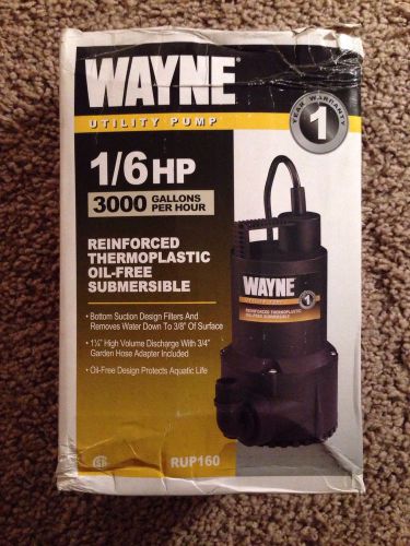 Wayne Utillity Pump  1/6 HP 3000 Gal Per Hour Oil Free Submersible