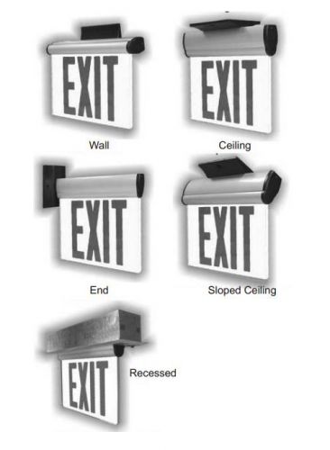 QTY 4 Barron Exitronix S900 Series Universal Swivel Mount LED Edge-Lit Exit Sign