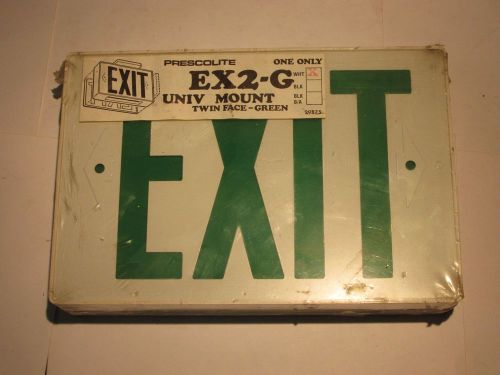 Vintage Prescolite Exit Light Fixture Twin Face Green Emergency Univ Mount