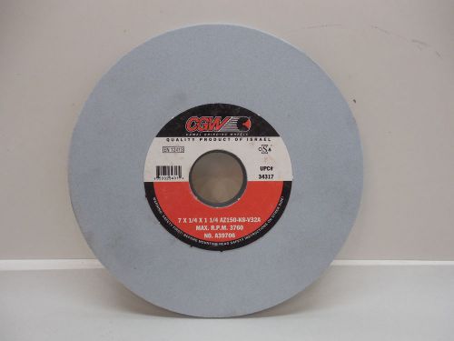 CGW BLUE GRINDING WHEEL 7&#034; x 1/4&#034; x 1-1/4&#034; AZ150-K8-V32A MAX RPM 3760 No.A39706