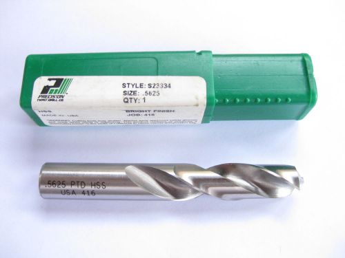 NEW PTD 9/16 BRIGHT SCREW MACHINE LENGTH DRILL BIT .5625 PRECISION TWIST USA