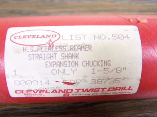 CLEVELAND H.S. Peerless Reamer straight shank 1-5/8&#034;  List  NO. 504