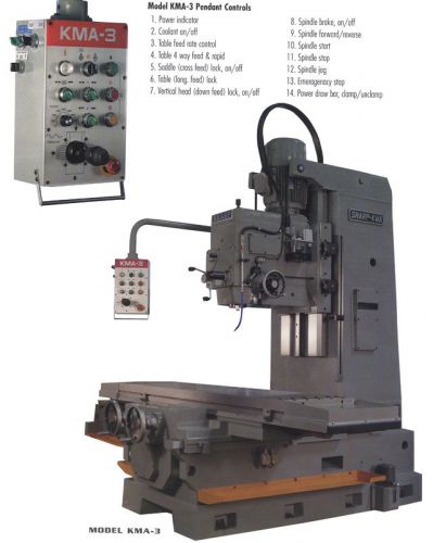 86.6&#034; Tbl 20HP Spdl Sharp KMA-3 Vertical Mill VERTICAL MILL, Bed-Type, 50 Taper