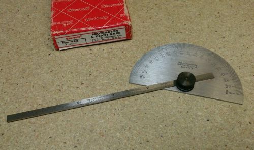 STARRETT 493 Protractor and Depth Gage, 6 In