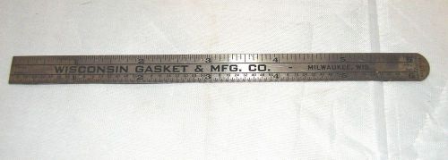 Vintage Wisconsin Gasket &amp; MFG. Co. 6&#034; Steel Rule  Executive