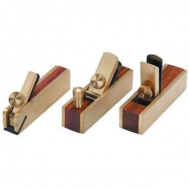 3PC MINI BRASS HAND PLANE SET WOOD PLANER HARDWOOD HOBBY SCRAPPER w/ FREE BRUSH