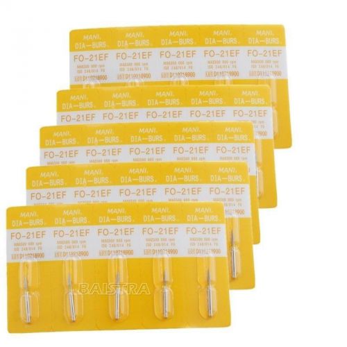 New 5 Pack/25 pcs Mani Dental Flame ogival end Diamond Burs FO-21EF Extra Fine