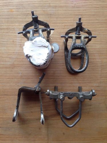 4 assorted Brass / nickel Plated Dental Articulators, foster, Apex, Hanau