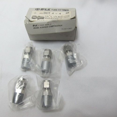 5ea NEW BI-LOK/SWAGELOK. 1/4&#034; X 1/4&#034; NPT MALE CONNECTOR DLF 4-4 SS