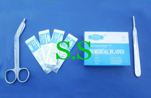 1 SCALPEL HANDLE #4 + 1 BANDAGE 5.5&#034; + 100 BLADES #20