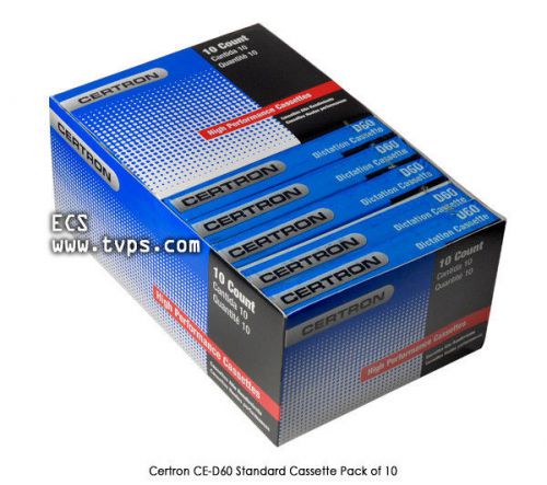 Certron D60 60 Minutes Standard Dictation Cassette Tapes 10 Pack - New
