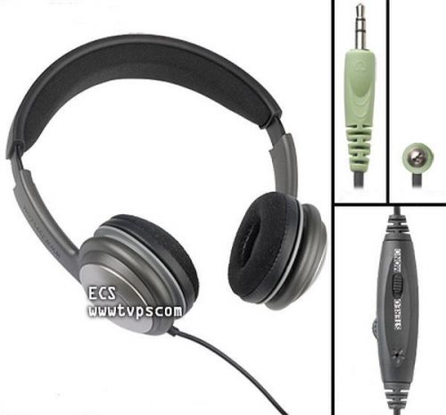 Ecs deluxe 3.5 mm mono / stereo over head transcription headset w/volume control for sale