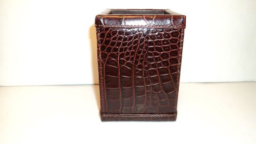 Passage 2 504 brown alligator grained leather pencil cup for sale