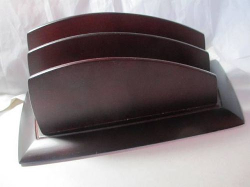 MID CENTURY TEAKWOOD FRANCE ED WOOD LETTER HOLDER MAIL DIVIDER DESK ACCESSORY