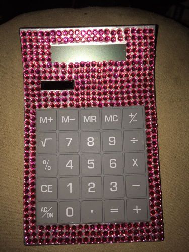 Pink Rhinestone Bling Solar Calclator