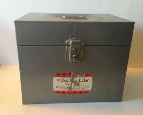 Vintage Portable File Box Carrier Grey Silver