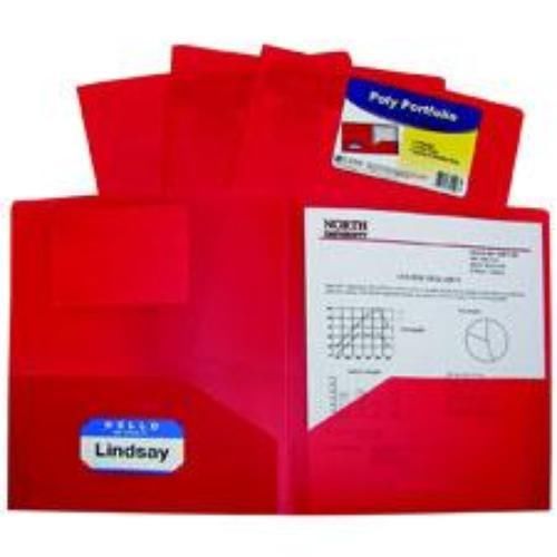 C-Line Two-Pocket Poly Portfolio Heavyweight Red