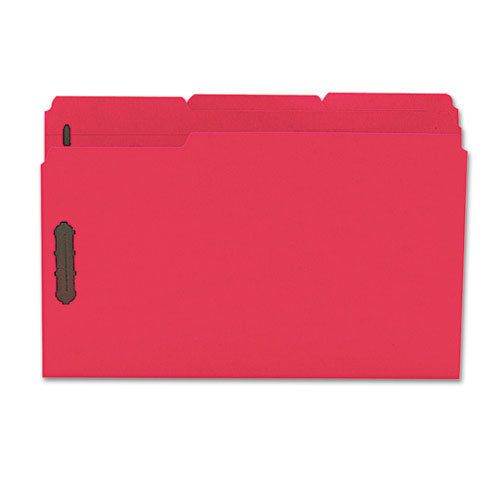 Folders, Two Fasteners, 1/3 Cut Assorted, Top Tab, Legal, Red, 50/Box