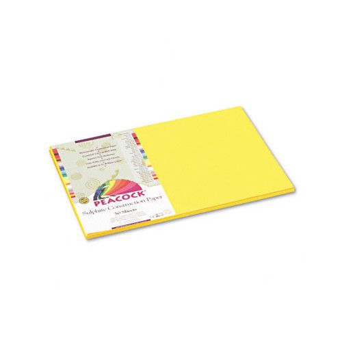 Pacon Corporation Peacock Sulphite Construction Paper, Rigid, 12 x 18 Yellow