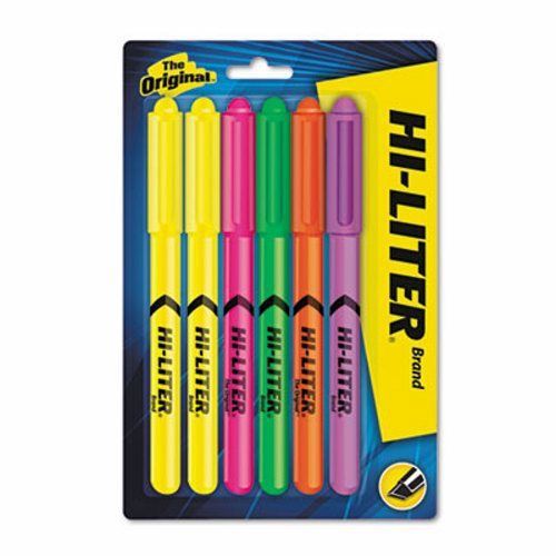 Hi-liter fluorescent pen style highlighter, chisel tip, 6/set (ave23565) for sale