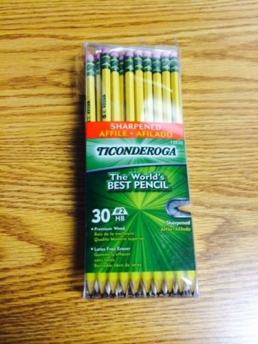 Dixon ticonderoga pre-sharpened w/erasers pencils, #2, yellow, box of 30 (13830) for sale