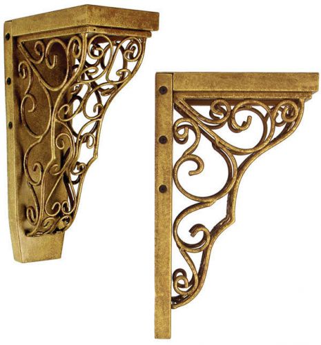 1 pair Tuscany Vinea Kindled Gold Metal Corbels/Braces JCOR7