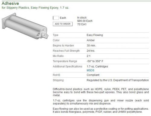 Relteck epoxy, 1.7 oz. with dispenser for hard to bond plastics, b200-0045-th-03 for sale